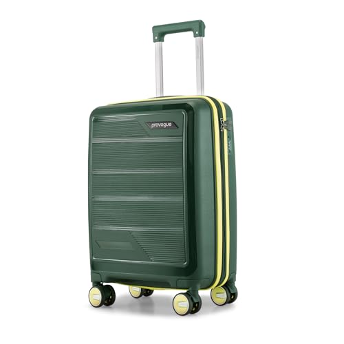 Image of Provogue Spectrum Hard-Sided PP 55 Cm Suitcase /Cabin Trolley Bag Small| Expandable Space with 8 Wheels Trolley Bags for Travel |Lightweight with Combination Lock|5 Year Warranty (Midnight Fern Green)
