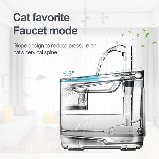 AADCART Automatic Cycle Multiple Filtering Cat Water Fountain Dog Water Dispenser 1.8L Super Quiet Automatic Pet Drinking Fountain with Faucet Kits 1