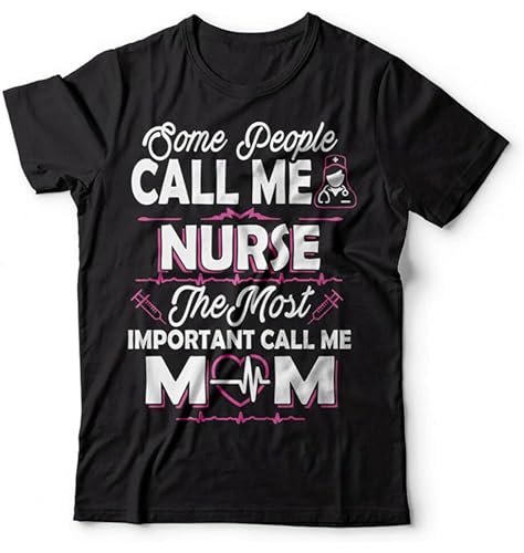 ALLKODO Mother's Day Mens T-Shirt Nurse Mom Tshirt Gift for Nurse Mom Best Mothers Day Tee Black L