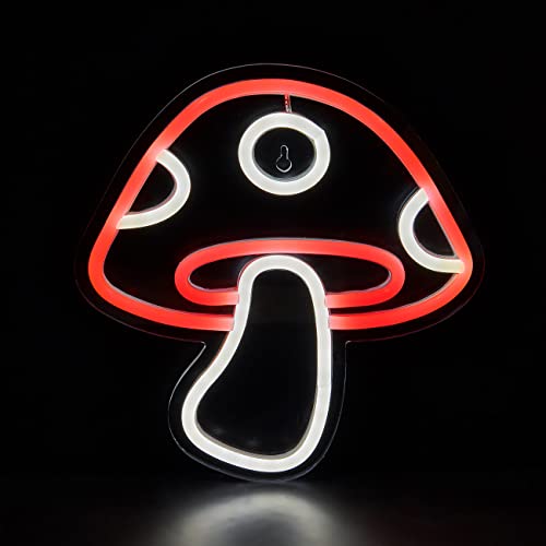 Image of LED Neon Mushroom Cute Neon Sign, USB Powered Neon Signs Night Light, 3D Wall Art & Game room Bedroom Living Room party Decor lamp for Children Kids Girls Boys