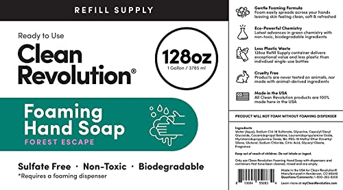 Image of Clean Revolution Foaming Hand Soap Refill with Real Essential Oils, Moisturizing Sulfate-Free Hand Soap, Ready-to-Use Foam Soap Refill for Kitchen & Bathroom (Forest Escape, 128oz)