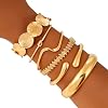 ILGANT Gold Bangle Bracelets for Women Gold Plated Chunky Cuff Bangle Bracelet Stackable Multi Layer Bangles Fashion Jewelry Set (Gold Bracelets-1) #1