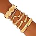 ILGANT Gold Bangle Bracelets for Women Gold Plated Chunky Cuff Bangle Bracelet Stackable Multi Layer Bangles Fashion Jewelry Set