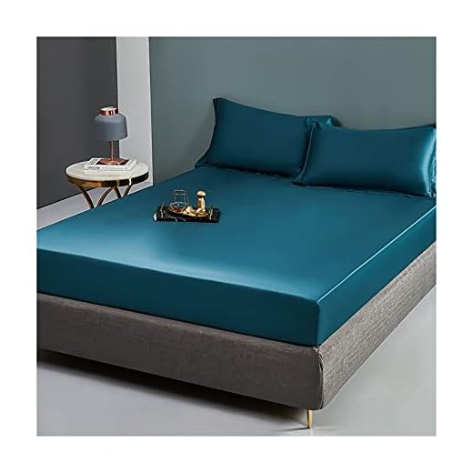 Dra-på-lakan 150/180x200 satin Sänglakan 60S Tencel Summer Ice Silk Light Luxury 100% lyocellfiber enfärgat spännlakan lakan Mjuk vid beröring 26cm djup (Color : Blue, Size : 180x200+26cm)