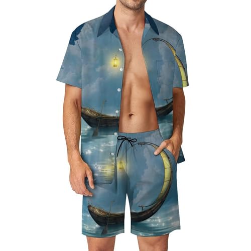 Chemise Hawaïenne Homme Anti-Transpiration avec Short et Pantalon Fluide de Plage S