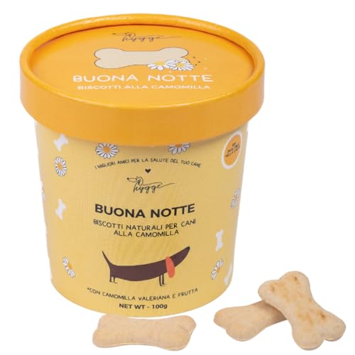 Hygge-Dog-Biscotti-per-Cani-Buonanotte-Biscottini-100-Naturali-gusto-Camomilla-Valeriana-Premietti-Cane-adatti-ideali-per-Addestramento-Tutte-le-taglie-ed-eta-Scorta-per-1-mese-100-gr