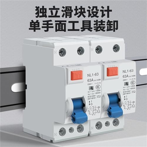Disjoncteur différentiel NL1-63 évite électrisation rénovation circuit 2P 40A - 3