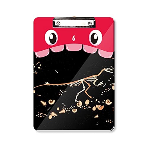 Dossier à tête plate noir aux motifs de fossiles de petit dinosaure, format A4
