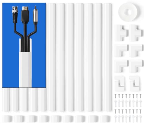 Image of ZhiYo Wall Cable Hider, Cord Hider to Hide 2-3 Cords, TV Wire Hider for Wall, 204in Cable Management Kit, 12 x L17in Cable Raceway White, Paintable Cable Concealer, W0.98in x H0.5in