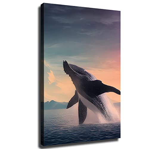 Wall Decor Whale Out Of Water By Anthony Casey Poster Wall Art Printing Picture Canvas Home Decor Room Decor Painting (24X36Inch-No Framed) #TOP12