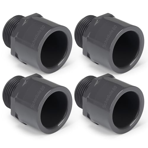 Image of 4 Pcs 1 Inch PVC Pipe Fitting Male Adapter Schedule 80 Socket x Npt Compatible with 836 Series Heavy Duty Industrial Grade Corrosion Resistant Plumbing Irrigation Connector for Water