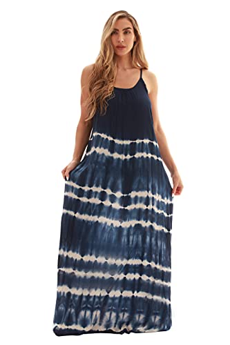 Image of Riviera Sun Women's Tie Dye Maxi Dress, Spaghetti Strap Open-Back Sundress and Beach Cover Up