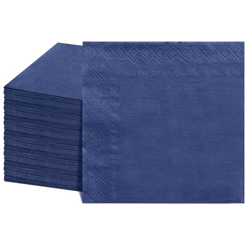 NatNarr 120 Pcs Cocktail Napkins Navy Blue Graduation Napkins Disposable Beverage Dessert Napkin Navy Blue Party Napkin for 2026 Grad Party Bar Birthday Baby Shower 5 x 5 Inch