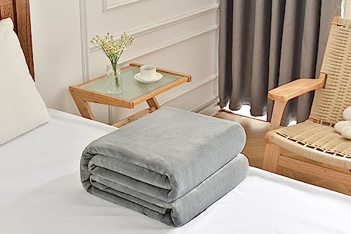 Kingole Flannel Fleece Microfiber Throw Blanket, Luxury Grey King Size Lightweight Cozy Couch Bed Super Soft And Warm Plush Solid Color 350Gsm (108 X 90 Inches) #TOP2