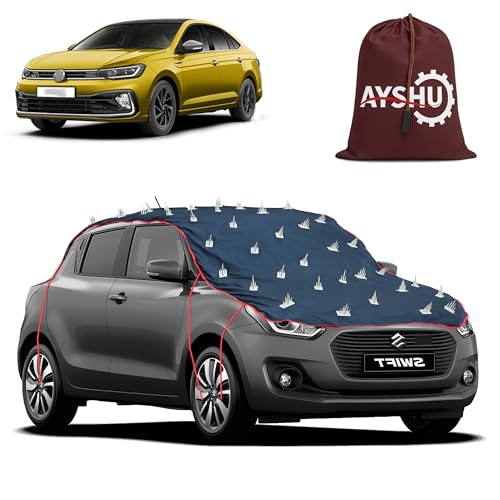 Image of AYSHU Water-Resistant Spike Car Cover for Volkswagen Virtus - Protects from Dogs, Monkeys, Dust, Sunlight & UV - Full Roof Universal Fit