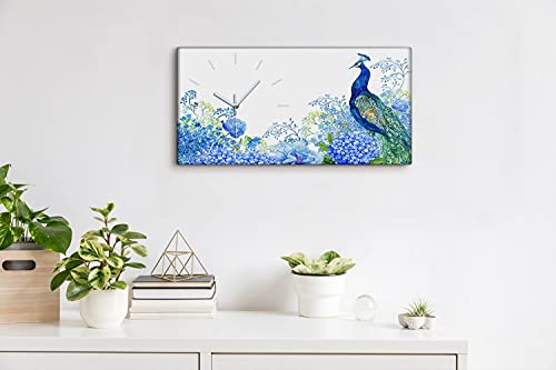 Art mural de fleurs d'oiseau et horloge sur toile de haute qualité 60x30cm - 4