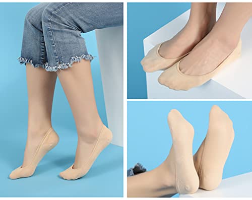 Image of 4PCS No Show Invisible Socks For Women, Cotton Pumps, Silicone Non-slip Boat Socks, High Heel Flat Socks For Girls Size 8-9.5 (4 PCS)