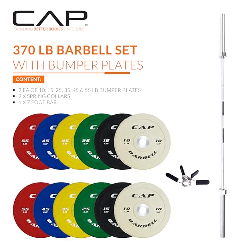 Image of CAP Barbell Olympic Weight Set with 7ft Barbell & Bumper Plates | 160-370 lbs | Multiple Options