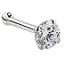 2mm Cubic Zirconia 14K White Gold Nose Ring Bone - 18G