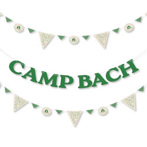 Big Dot of Happiness Camp Bachelorette Banner, Cabin Glamping Bachelorette Party Garland Banner Decoration, 30 Feet of Cording, 36 Pennants and Camp Bach Letters