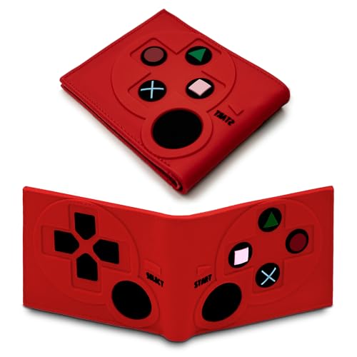 Image of Game Controller Wallets For Kids, Man, Teen Bifold Wallet Multiple Card Slots and Coin Pocket Gamepad Silicone And PU Leather Surface Video Game Kids Wallet in Red
