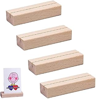 YHZMY 4 Pcs Place Wooden Card Holders, Name Memo Card Holder, Creative Wooden Card Holders, Wooden Menu Holders, for Party Decoration, Photos, Memo, Birthdays, Wedding, Dinner, Party Table Sign