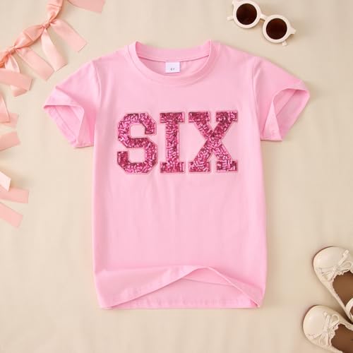Birthday Girl Shirt 6th 7th 8th 9th Girls Birthday Tshirt Kids Bday Party Outfit Sequin Glitter Embroidery Tee Tops3
