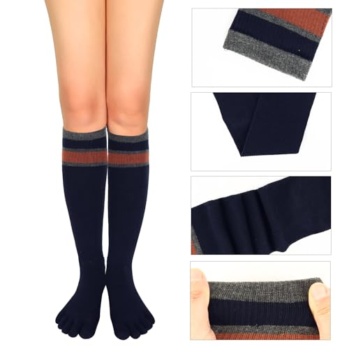 Image of Benefeet Sox Womens Knee High Toe Socks Non Slip Long Toe Socks Unisex Five Finger Socks Knee High Yoga Socks with Grips