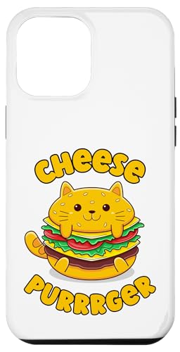 Carcasa para iPhone 13 Pro Max Cheese Purrrger Funny Burger Cat Lover para hombres, mujeres y niños