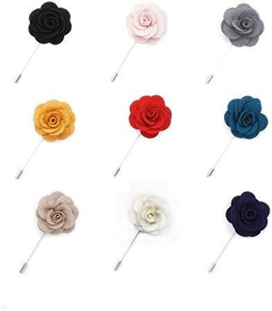 INNEE Handcrafted Lapel Flower 9pcs Boutonniere Pins in Clear Top Tin Box