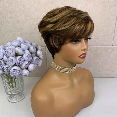 Solution cheveux clairsemés : perruque 6 pouces avec frange balayage P4/27 - 5