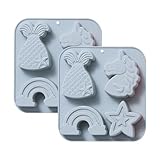 8 Cavities Muffin & Cupcake Pans Silicone Mold, Including Fish Tail, Unicorn, Rainbow, Pentagram, Non-stick Baking Molds for Making Small Cake, Jelly, Chocolate, Tart, Bites Mold, 2 Count, Blue