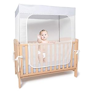 YeTrini Crib Safety Tent,See Through Mesh Crib Netting Mosquito Nets Sturdy Crib Cover to Keep Toddler from Climbing Out…