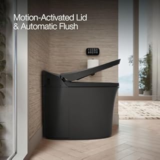 Kohler K-5401-PA Veil Dual Flush One Piece Elongated Chair Height Intelligent Toilet - Seat Included with Quiet Close Lid - Honed Black