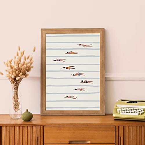 Nhktwssi Kids Bathroom Wall Art Minimalist Wall Art Swimming Pool Art Print Coastal Nautical Print Swimmers Art Modern Home Artwork Abstract Bathroom Wall Decor 16X24 Inch No Frame #TOP2