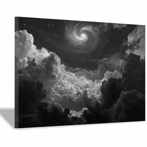 Poster noir et blanc tourbillon de nuages pour transformer votre cuisine en un espace inspirant