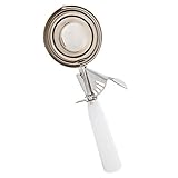 Tiger Chef White 5-1/3 oz Stainless Steel Ice Cream Scoop Disher - NSF Certified - For ice cream, frozen yogurt, cookie dough, meat balls, rice dishes, and vegetable purées. (1, 5-1/3 oz White)