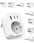 Adaptateurs de Voyage Kit Mondial, Adaptateur de Prise International avec USB C (PD 20W), 8 Prises de Voyage Amovibles Travel Adapter pour l'Afrique du Sud/JAP/AUS/USA/IT/Swiss/EU/UK