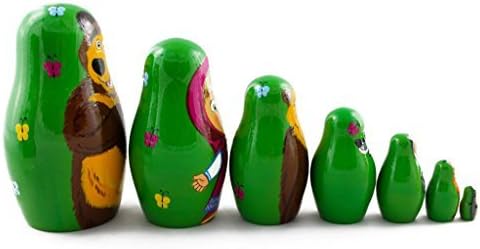 Bear Nesting Dolls Set 7 pcs - Figurines Matryoshka Nesting Doll - Home Decor - Handmade Nesting Dolls Gifts