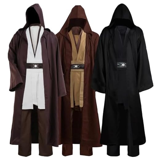 Mens Halloween Cosplay Costume Jedi Cosplay Costume Tunic Robe Full Set Jedi Robe (X-Large, Brown)