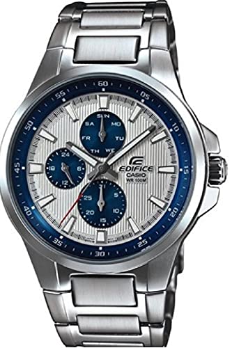 Casio Men's Edifice EF342D-7AV Silver Stainless-Steel Quartz Watch with Silver Dial