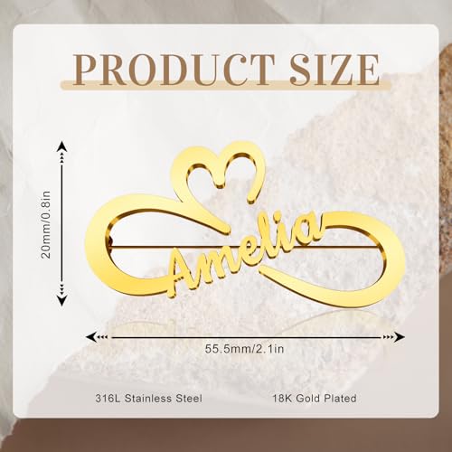 Image of Custom Lapel Pin for Women Men - Name Brooch Pin Personalized Stainless Steel for Wedding Business Party - Gold /Silver /Black Customized Jewelry Gifts