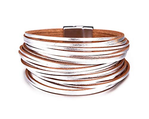 Fesciory WJSZ002-Z Leather Wrap Bracelets For Women, Boho Leopard Multi-Layer Crystal Beads Cuff Bracelet Jewelry thumb #1