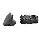Logitech MX Vertical Wireless Mouse, Graphite & K350 Wireless Wave Keyboard with Unifying Wireless Technology - Black