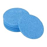 sourcing map Lötschwamm, 51 x 51 mm, rund, blau, Reinigungspad, Schweißspitze, Eisen-Ersatz für Reinigung, Lötkolben, 2 mm, natürliche Dicke, 10 mm, Wasseraufnahmestärke, 12 Stück