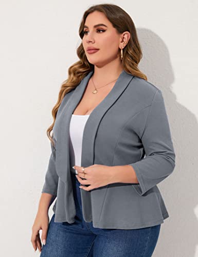 KOJOOIN Women Plus Size Casual Blazer Open Front Long Sleeve Work Office Cardigan Jackets2