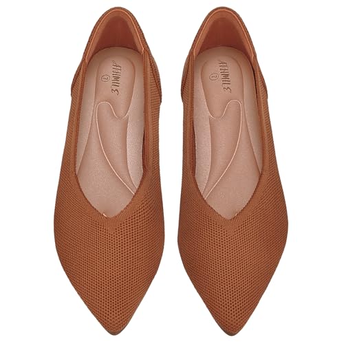 Image of ATHMILE Pointed Toe Flats for Women Comfortable Knit Ballet Flats Shoes | Slip-on Lightweight Dressy Work Shoes Machine Washable Womens Flats for Work Office Business Casual Wedding