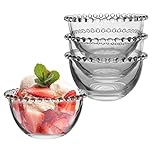 Set of 4 Glass Bowls - Beaded Edge Dessert Bowls Alfresco Dining Tableware