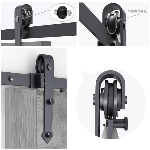 Yaheetech Schiebetürsystem Komplett-Set für Schiebetüren Schiebetürbeschlag mit Bodenführung Laufschiene aus Karbonstahl Türbreite ca. 90 cm