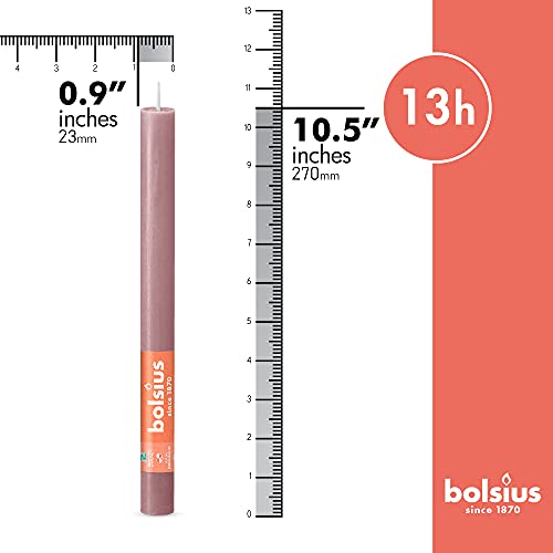 Bolsius 16 Ash Rose Rustic Household Candles - 10.5 Inch - Premium European Quality - 13 Burn Hours - Natural Eco-Friendly Plant-Based Wax - Unscented Dripless & Smokeless Party & Décor Candlesticks #TOP1